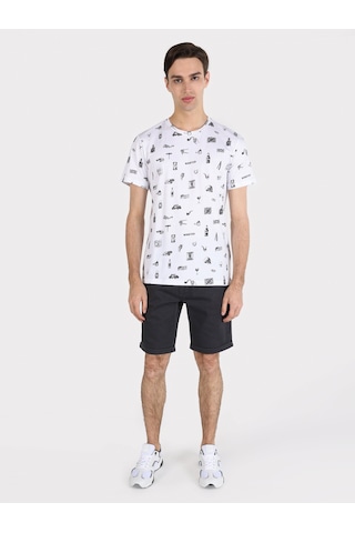 Colin'S Regular Fit Bisiklet Yaka Baskılı Beyaz Erkek Kısa Kol Tişört Cl1057944_Q1.V1_Wht