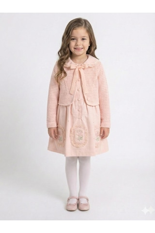Xo Kids Kız Çocuk Elbise + Bolero 4-7 Yaş 52120 Pudra