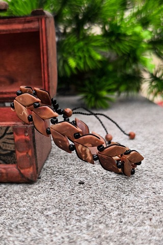 Erkek Kuka Bileklik Başak Model Bileğe Göre Ayarlanabilir Unisex Bt009 Kahverengi