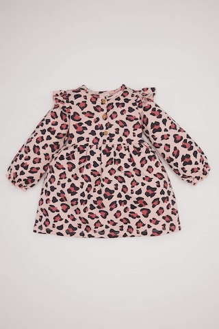 DeFacto Kız Bebek Leopar Desenli Bisiklet Yaka Düğmeli Uzun Kollu Elbise D7423A524WNPN243 Pembe