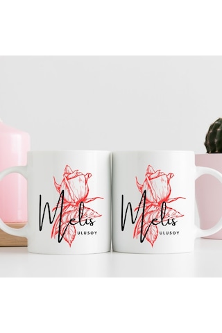 Gül Tasarımlı Kişiye Özel Hediye Kupa Bardak Renk