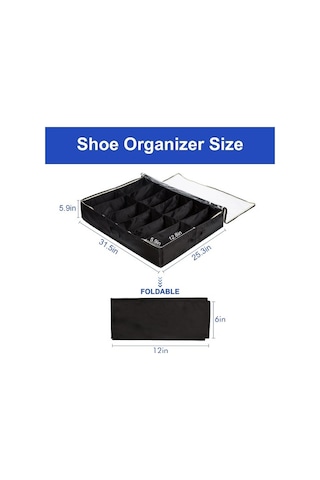 Unimarket Yatağın Altında Ayakkabı Depolama Düzenleyici Yatak Altı Ayakkabı Dolabı Depolama Çözümü 2 Metal Fermuar Ve Erkek Ve Kadın Ayakkabıları Için Şeffaf Kapaklı 3 Kulp 12 Çift Ayakkabıy R7m24x