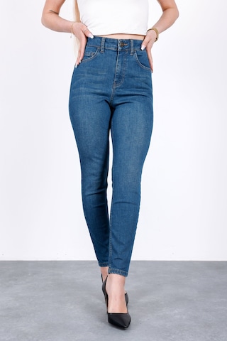 HLT Jeans Kadın Vintage Blue Süper Skinny Fit Esnek Likralı Yüksek Bel Jean Kot Pantolon Jennie-2014 Mavi