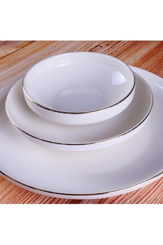 Porselen Elif 24 Parça Altın File-star Yemek Takımı