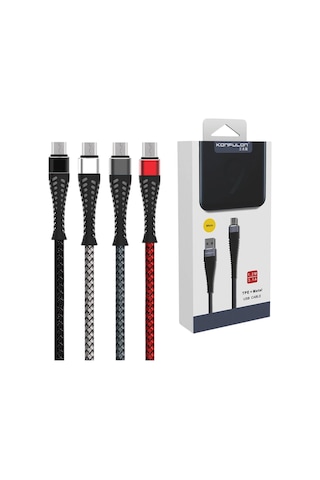 Konfulon - 59 - S61 Micro Usb Kablo 1.2m 2.1a - Csmo-tex - - Kırmızı
