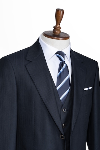 İlayda Emir Luxury, İtalyan Kesim, Slim Fit, Blazer, Çizgili, Erkek Takım Antrasit - Lacivert