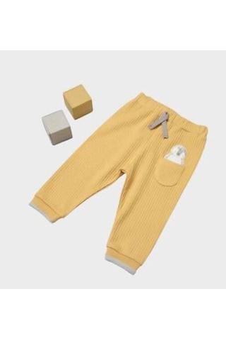 Bibaby Organik Pantolon Penguin Club Ekru - Gri-11653 Sarı