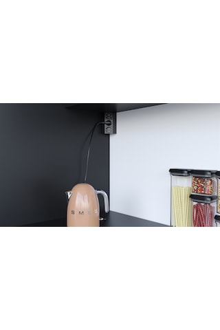 Metalline® Corner-line Raf Priz Sistemi 3 Priz - Siyah