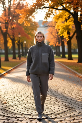 Benerly Kadın Dik Yaka Düşük Kol Tam Fermuarlı Peluş Sweatshirt Fonksiyon Antrasit