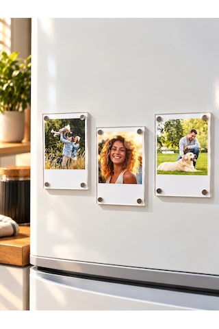 Şeffaf Pleksi Mıknatıslı Polaroid Fotoğraf Çerçevesi 6x9 Cm 3 Adet