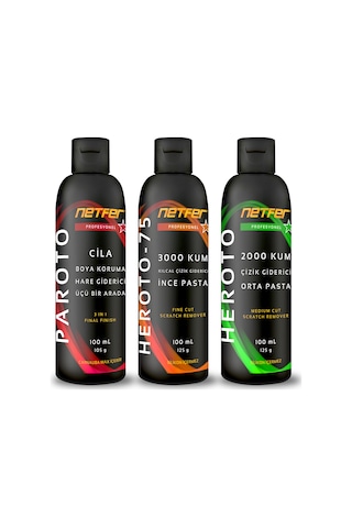 Netfer 3'lü İnce Orta Pasta Cila Set - 3x100 Ml