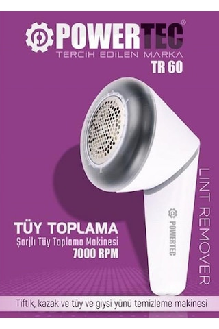 Powertec Tr-60 Şarjlı Tiftik Kazak Tüy Giysi Yünü Temizleme Makinesi Beyaz