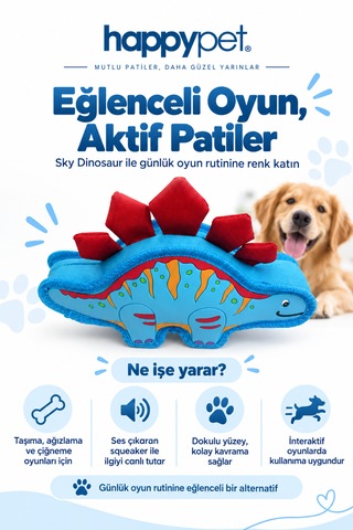 Happy Pet Sky Dinosaur Tpr Dayanıklı Dinozor Şekilli Köpek Oyuncağı