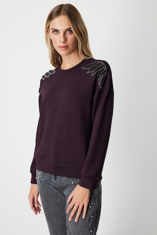 On Fashion On Omuzları İncili Sweat Lacivert