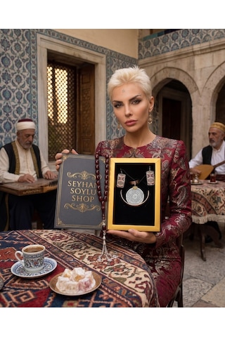 Özel Tasarım Kitap Kutulu Kadın Bakır Takı Seti Ve Tesbih Kombini - Kolye Küpe Bileklik Yüzük 5 Parça Otantik Şık Hediyelik - Doğum Günü Yıl Dönümü Anneler Günü Kadınlara Özel Gösterişli Hediye - N-00057