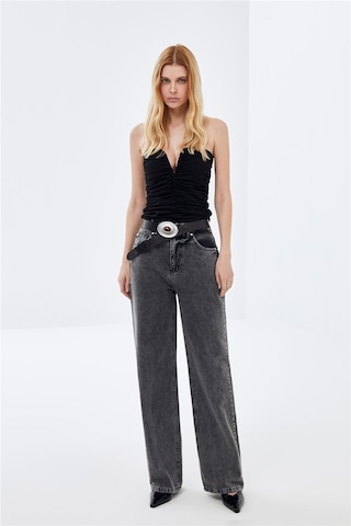 Antrasit Wide Leg Yüksek Bel Jean-antrasit Antrasit