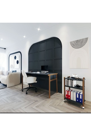 Zenith Çalışma Masası Kitaplık Takımı150cm Antrasit Ceviz
