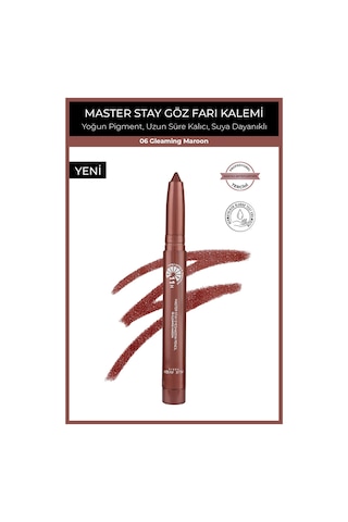 Alix Avien Suya Dayanıklı 11 Saat Kalıcı Yoğun Pigmentli Kremsi Göz Kalem Farı Master Stay 06 Gleaming Maroon