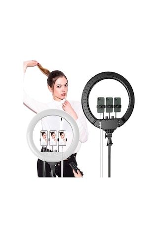 Tr 21 İnch 53cm Extra Büyük Boy Youtuber Led Işıklı Halka Telefon Tutuculu Uzaktan Kumada Selfie/yayıncı/makyaj I
