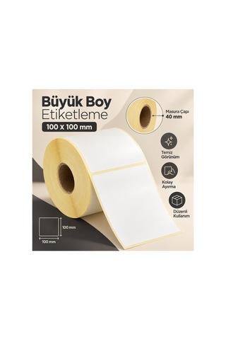 100x100 Mm Rulo Ribonlu Barkod Etiketi 40 Mm Masura 500 Sarım 500 Adet