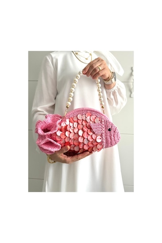 Bolca Emek El Yapımı Pullu Balık Tasarım Kadın Çanta Pembe - 916401767 Pembe - 916401767 Pembe