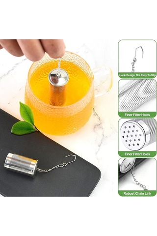 Geeksen Paslanmaz Çelik 4'lü Demlik Filtresi Seti - Büyük Boy Çay Süzmeye Uygun Gümüş