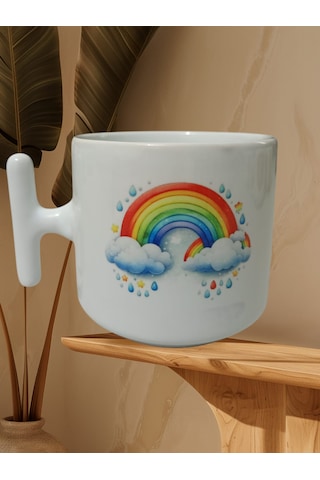 Gökkuşağı Çift Taraf Baskılı Kupa Bardak Beyaz T