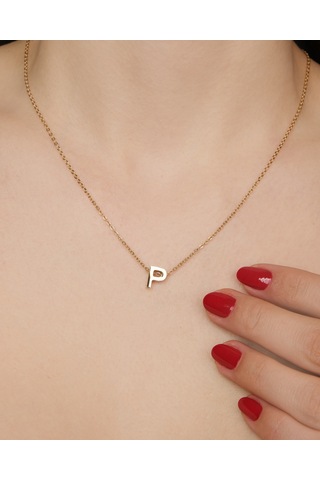 Lekka Design Kadın Kararmaz Çelik Takı P Harf Kolye