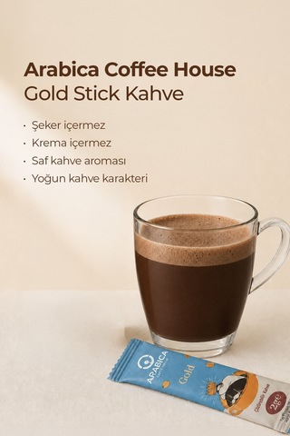 Arabica Coffee House Gold Nitelikli Stick Kahve 2 Gr X 100 Adet - Saf & Yoğun Aroma Granül