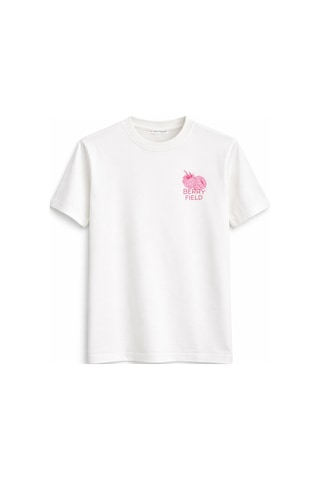 Mixray 2054 Kadın Berry Field Baskılı %100 Pamuk T-shirt Beyaz BEYAZ