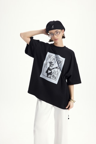 Mai Studıos Mai Studios Co. Rich Woman Oversize Siyah T-shirt SIYAH