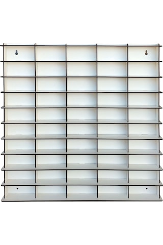 Woodbu 1/64 Hobi Araba Rafı Beyaz 50'Li (Hot Wheels, Matchbox)