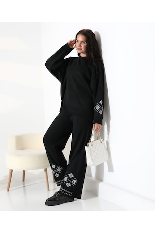 Marakeş Esintisi Alt-üst Triko Takım Siyah