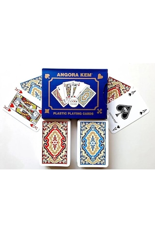 Angora Kem Plastik Oyun Kağıdı Iskambil Kağıdı Çift Deste Halı De