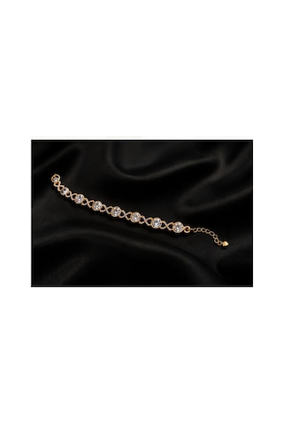 Xupıng Gold Renk Sonsuzluk Desenli Zirkon Taşlı Çelik Bileklik Xupıng & Luvia Unisex Çok Renkli