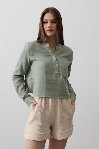 Cepli Hakim Yaka Bluz - Haki Haki