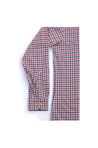 Giant Erkek Uzun Kol Kareli Gömlek - Minimalist Günlük Stil Bordo