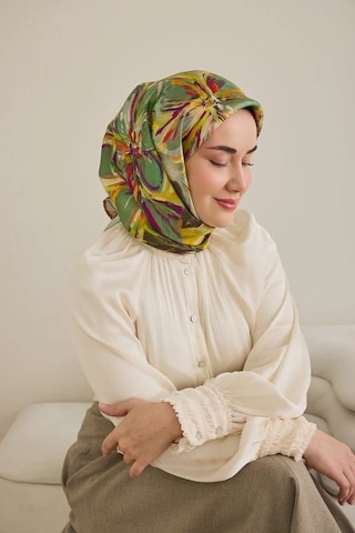 Silk Home Tivil Saf İpek 11501 - 07 Çim Yeşili Çiçek Desen Yeşil