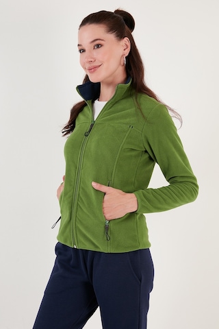 Lela Slim Fit Anti-Pilling Tüylenme Yapmayan Fermuarlı Cepli Hırka Bayan Polar 5907002 Fistik Yeşil