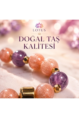 Canlılığın Işığı & Doğal Taş Bileklik Güneş Taşı, Ametist & Hematit Canlılık