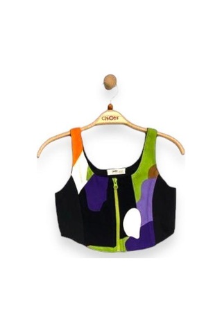 Çikoby Kız Çocuk Bluz Pantolon Desenli Takım-13764 Siyah