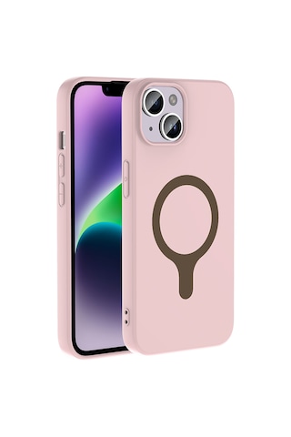 Apple iPhone Uyumlu 13 Kılıf M-safe Şarj Özellikli Zore Aris Silikon Kapak - Açık Pembe AÇIK PEMBE