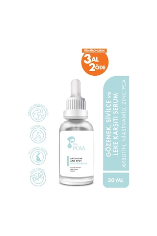 The Pova Gözenek Sivilce ve Leke Karşıtı Serum – Arbutin Niacinamide Zinc Pca 30 ML