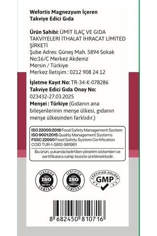 Tr Magnezyum Kompleks 3'ü 1 Arada 60 Tablet
