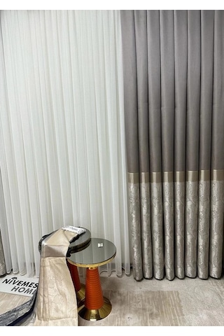Nivemeshome İnci V-5431 1/3 Sık Pile Gri Fon Perde Apm