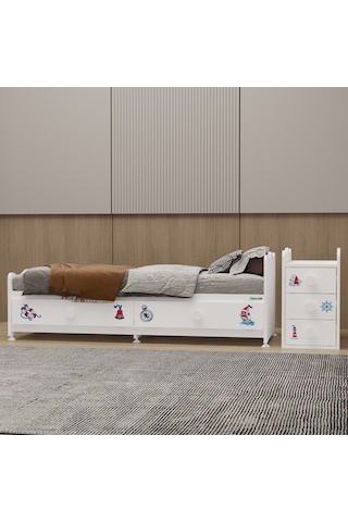 Garaj Home Melina Mdf Çıtalı Beşik + Yatak - Denizci Beyaz