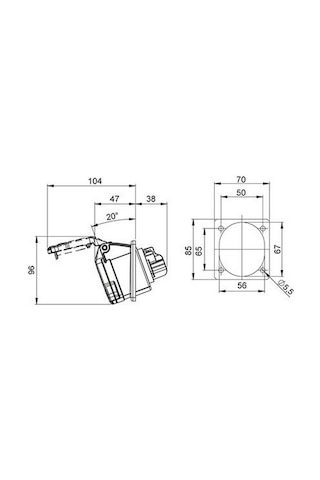 METE ENERJİ 406505V 4X16A. Ip44 Makıne Prizi -Egik (Vidalı Bağ.)
