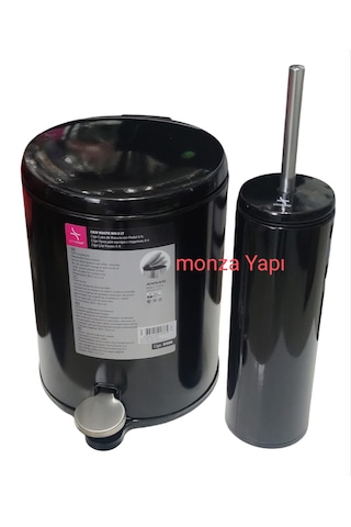 Primanova Cigo Çelik Çöp Kovası Soft Ve Wc Tuvalet Fırçası Siyah