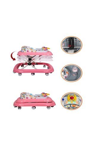 Maxi Taxi Walking Müzikli Işıklı Yürüteç Pembe