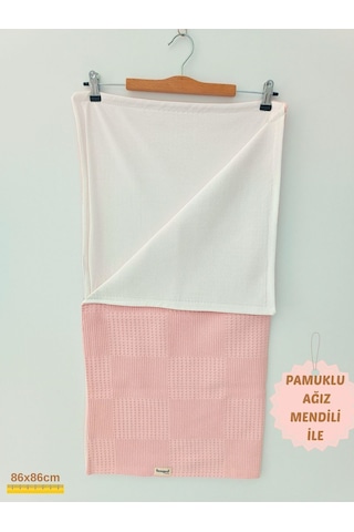 S.kahve Kız Erkek Bebek Battaniyesi Pike %100 Pamuklu Doğal Organik Uyku Çift Taraflı Örtü 86x86cm Pembe